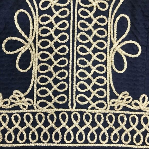 Lilly Pulitzer Aveline Navy Blue Metallic Gold Trim Sleeveless Shift Dress - Picture 6 of 14